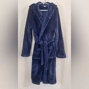 Lands' End Midnight Blue Plush Hooded Robe